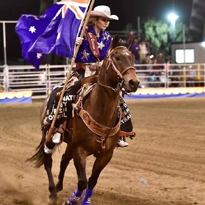 MAKING AN ENTRANCE: 2018 Rodeo Queen of Australia Rebekah McMahon will do the grand entrance at the Mungindi Rodeo on Sunday, August 11.
