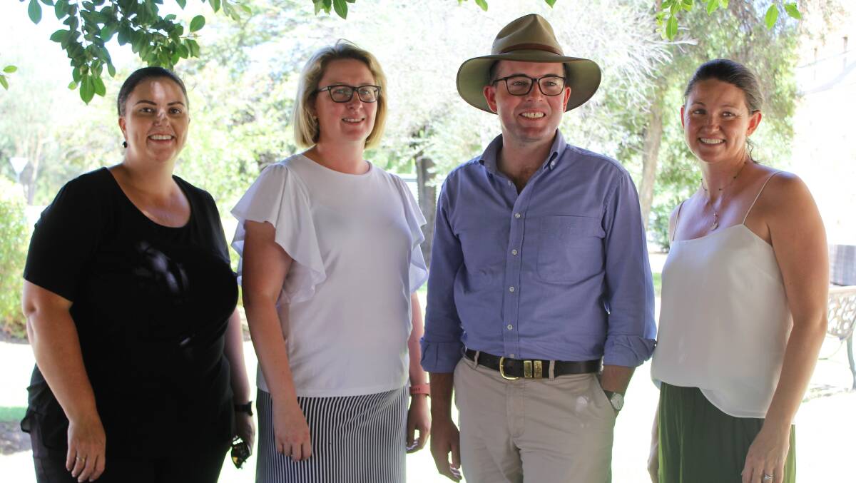 FUNDING WIN: Moree on a Plate committee members Marianne Pollock, president Bethany Kelly and publicity officer Georgina Poole with Northern Tablelands MP Adam Marshall.