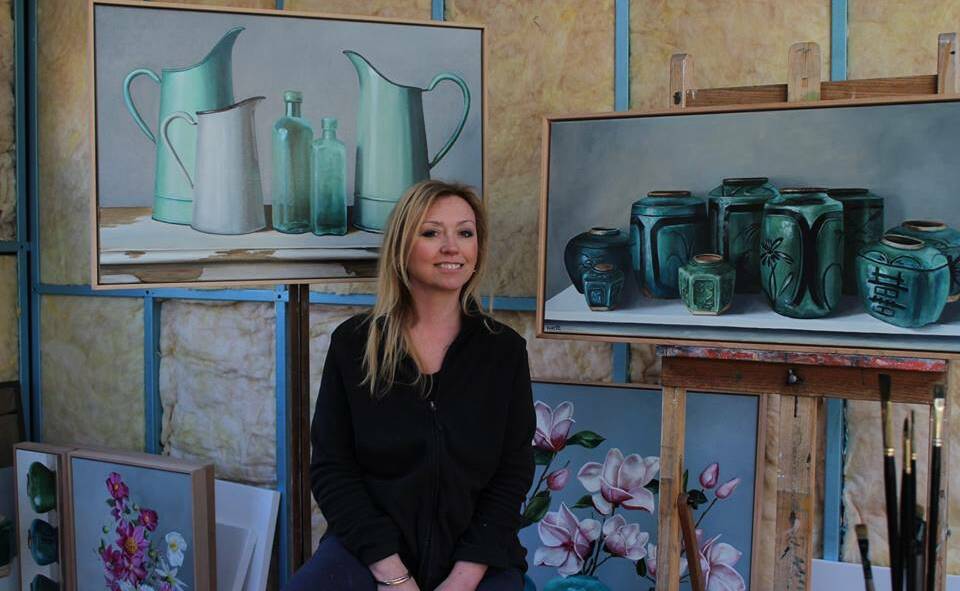Laura White with some of her works destined for The Moree Gallery this month.