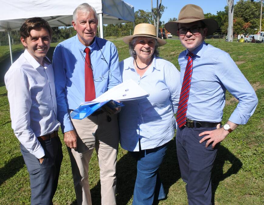Checking the plans of the $4.57million pipeline project are Moree Plains Shire Engineer, Greg Fisher, Council representative, Graham Macpherson, MPSC Mayor, Katrina Humphries and Mp Adam Marshall.