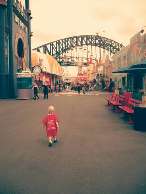 Cameron Langan in 2009 at the age of 2 - out of hospital on a family day out sponsored by Ronald McDonald House, Greyhound Coaches and Luna Park