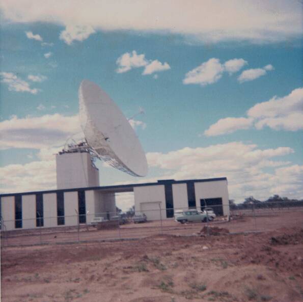 BIG EYE: Moree earth station's white dish faced out to the satellite 37,000 kilometres away. The dishes were dismantled in the 1980s and moved to Sydney and Ceduna.