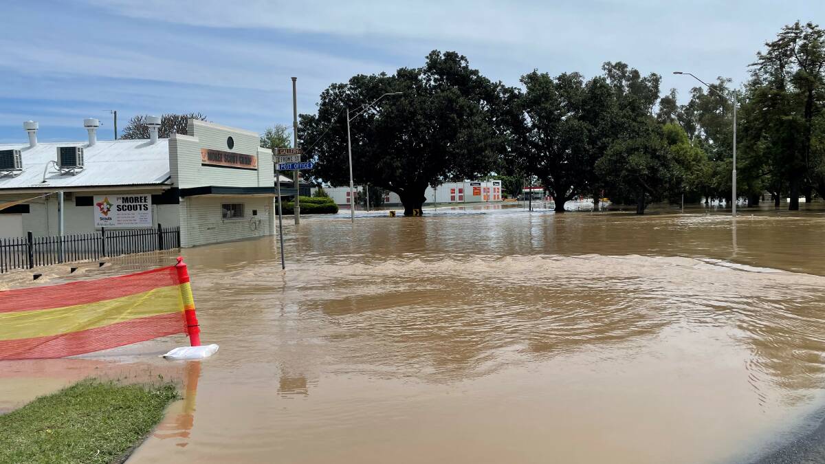 Flooding devastated Moree over the weekend, with dozens of homes inundated by water. The Moree Scout Hall went under water.
