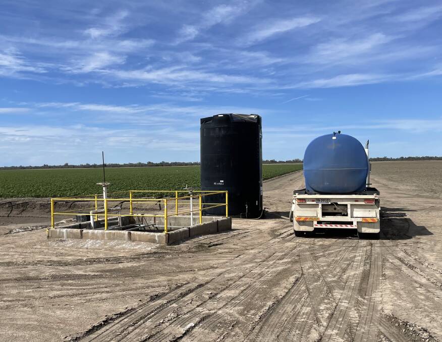 An Easy Liquids truck unloading into a hire tank at Moree. Picture supplied.