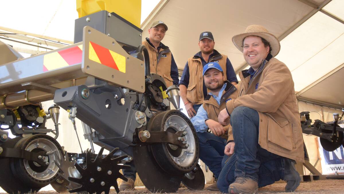 Kym Ireland, Mikael Nielsen, Will and Dale Foster from NDF Disc Planters, Narromine, had a busy three days at Gunnedah's AgQuip last week where crop producers keen on a summer plant gravitated towards precision seeding equipment.