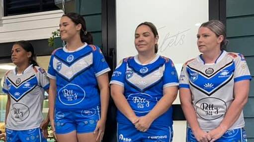 Moree Boars ladies league tag quartet (from left) Shailee Smith, Abbie Kent, Leah Hancock and Codie Ryan showcase the new Boars strips.