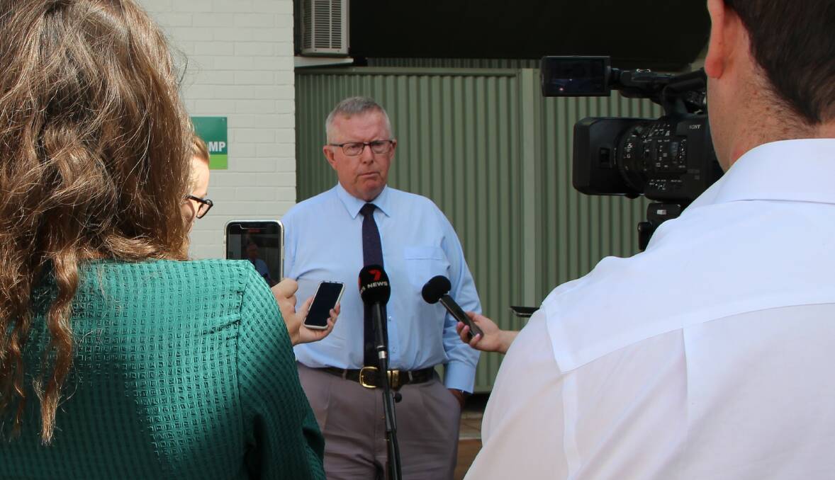 Parkes MP Mark Coulton addresses the media. Picture supplied. 
