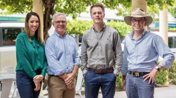 Moree council's deputy and mayor Susannah Pearse and Mark Johnson with NSW Premier Chris Minns and Northern Tablelands MP Adam Marshall in Moree on Thursday. Picture supplied. 
