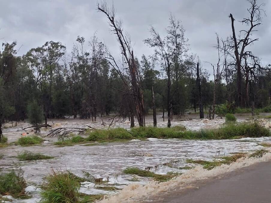 FLOODED: Emergency services rescued a motorbike rider from floodwaters on Thursday. Photo: Narrabri Rescue Squad