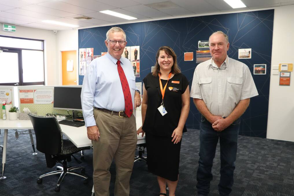 Federal Member for Parkes Mark Coulton with CUC North West Moree coordinator Sheree Cayirylys and board member Geoff Dunlop.