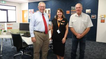 Federal Member for Parkes Mark Coulton with CUC North West Moree coordinator Sheree Cayirylys and board member Geoff Dunlop.