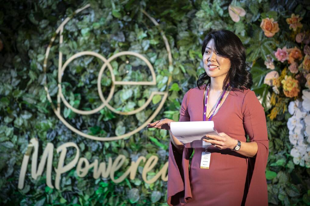 Mums & Co co-founder and MD, Carrie Kwan, speaking at a Be MPowered conference.