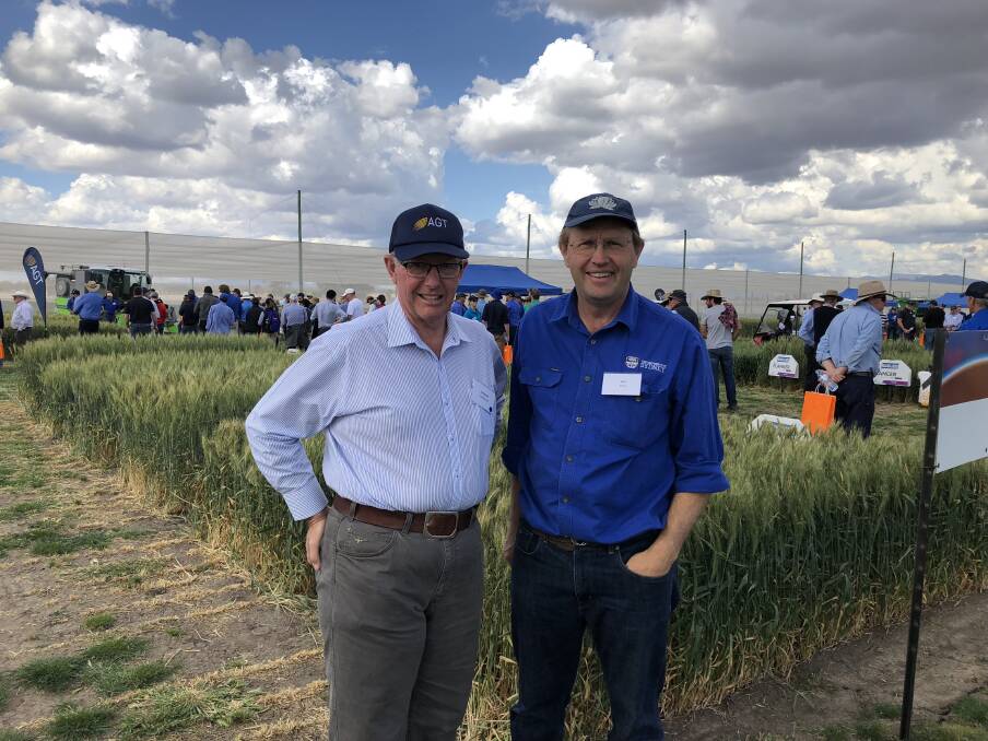 Federal Member for Parkes, Mark Coulton with Guy Roth, a previous mentor, at Narrabri.