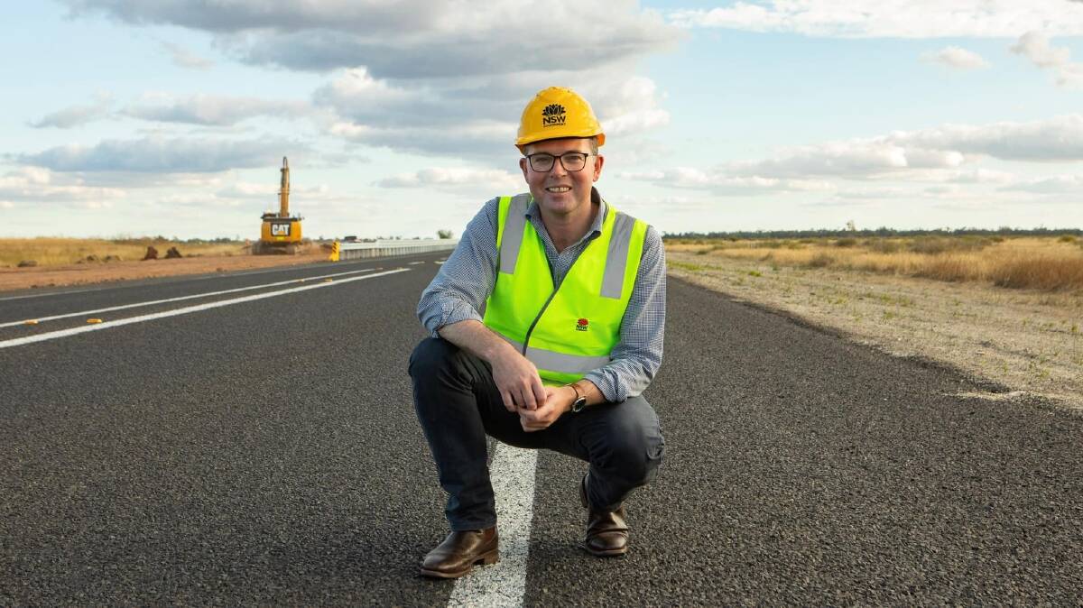 Adam Marshall MP at the Wallon Creek worksite on the Newell Highway, north of Moree.