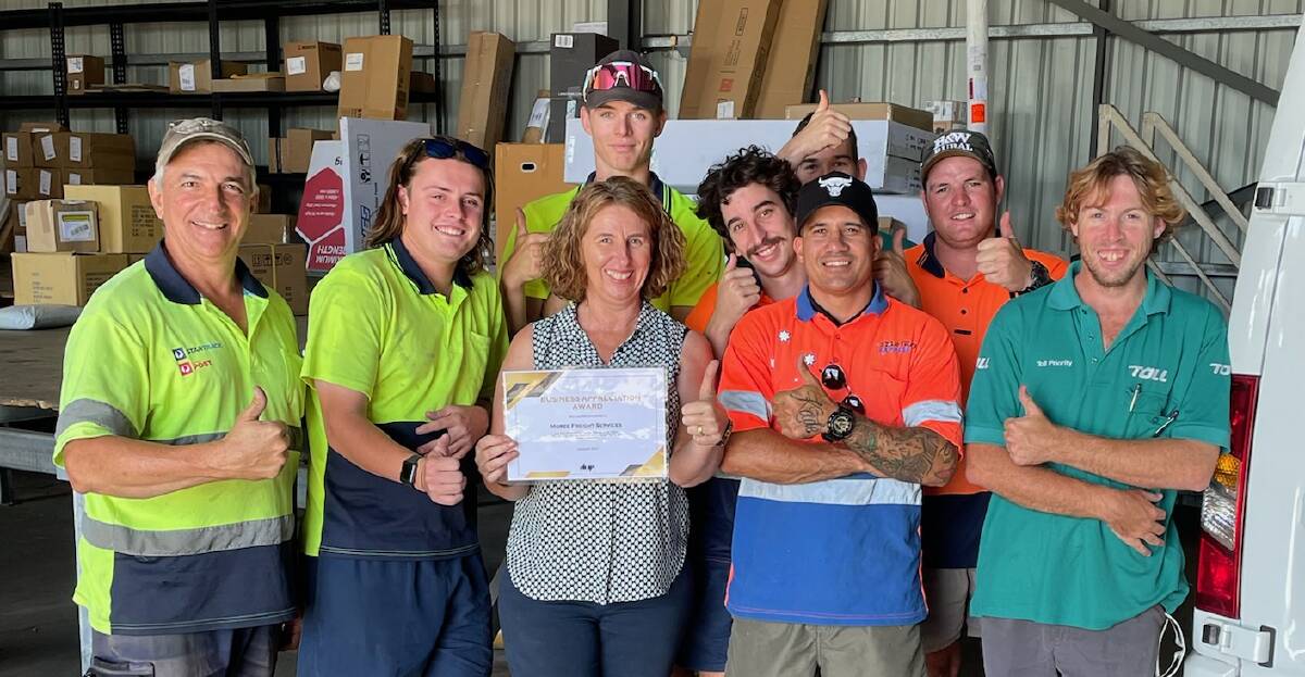 John and Jeni Bruno and the Moree Freight Services team are this month's Thumbs Up! Thumbs Down! Business Appreciation Award winners.