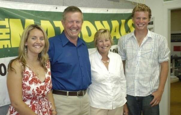 Federal Member for Parkes Mark Coulton pictured with his wife Robyn, daughter Claire and son Matt on the night he was first elected, on November 24 2007. Picture supplied