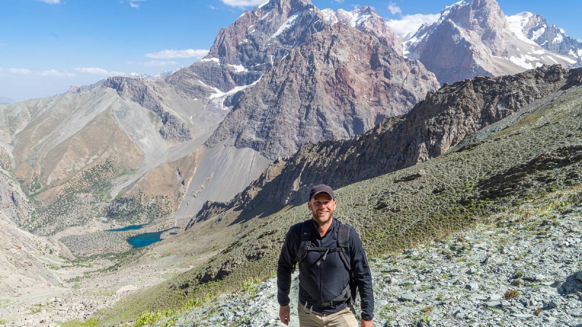 Michael Turtle trekking in Tajikistan.