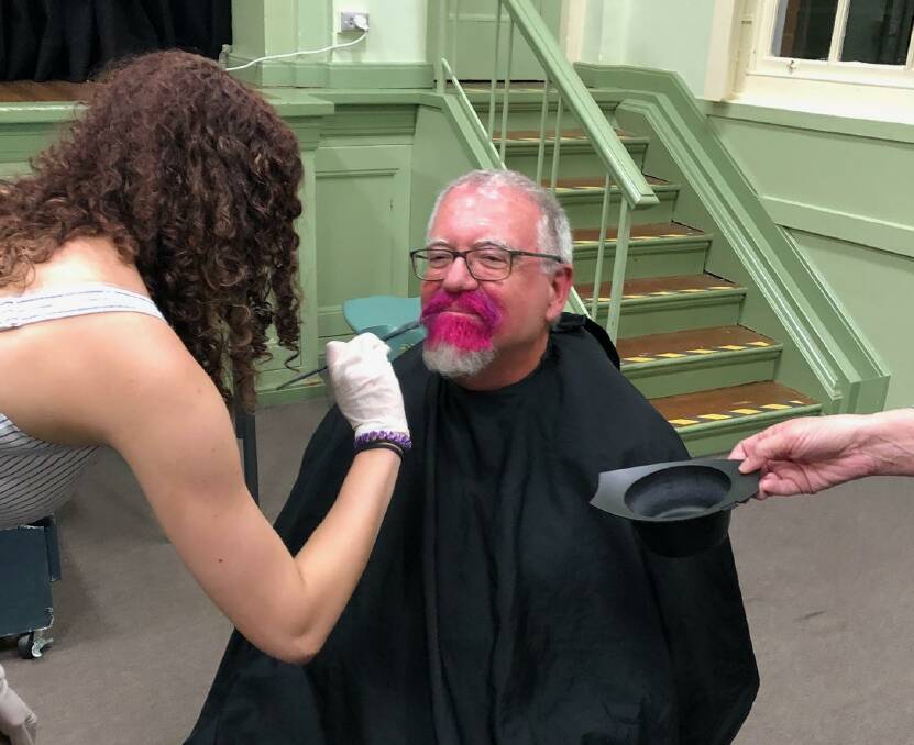 Inverell High School's Brian Shumack allowed his beard to be dyed bright pink for the VRA. 