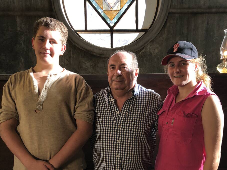 Christopher Marschall, actor Roy Billing and Carolyn Marschall on location at Manns Logan Crane Hire Rocklea warehouse. Carolyn worked on the project as an associate producer as she is studying film at school. Photo by Tania Marino.