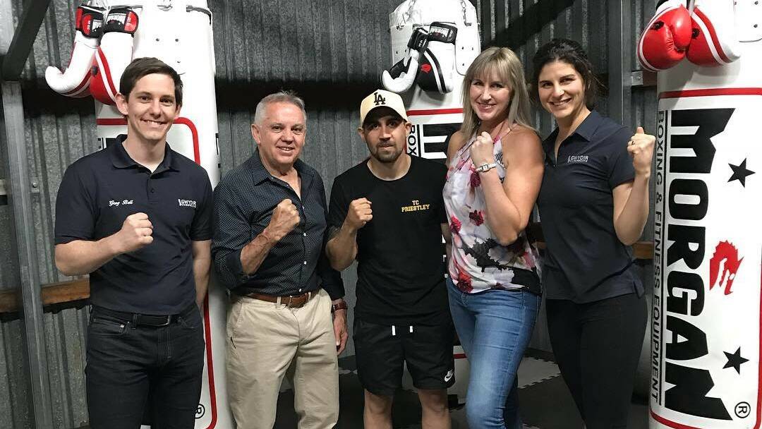 Greg Bell (Gwydir Chiropractic Centre), Colin Rice (Boxing Coach, Moree Boxing and Fitness), TC Priestly (local Professional Boxer), Suzie Treloar (Proprietor Moree and Boxing and Fitness Centre) and Rachel Bell (Gwydir Chiropractic Centre).