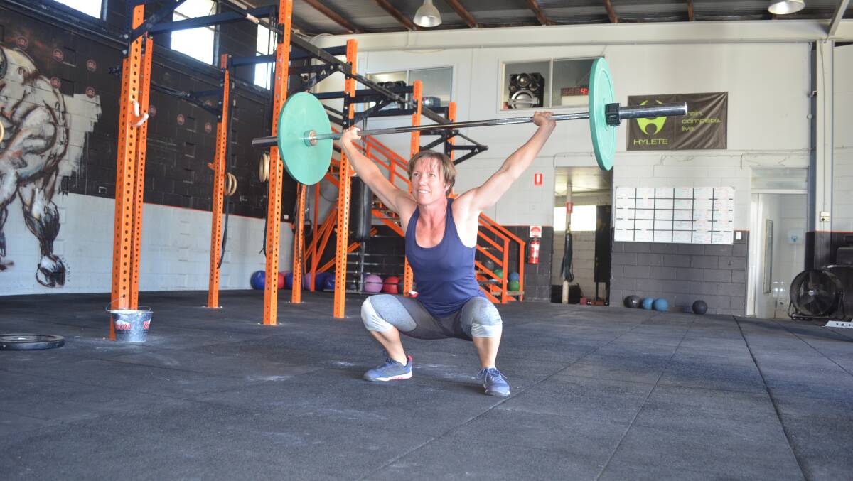 Focused: Katrina Clark trains at GTK Crossfit in Moree in preparation for the local throwdown competition. 