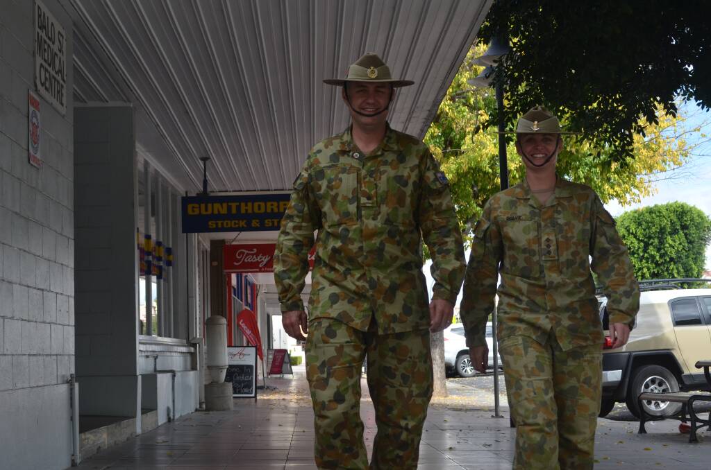 The Exercise Saunders Contingent Commander, Major John Venz, and Training Development Officer Captain Stacey Ogilvie dropped by Moree on Tuesday.