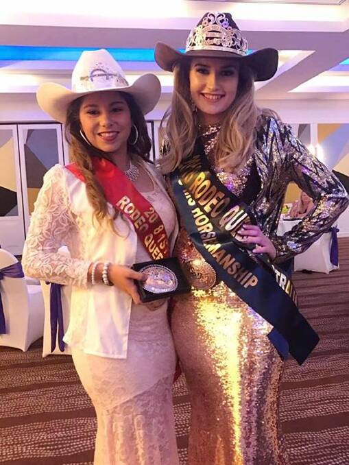 First runner up and Miss Congeniality Brooke Buckinham with Miss Horsemanship, People's Choice and crowned Queen Rebekah McMahon.