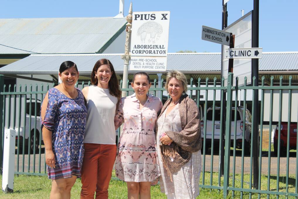 Raising awareness: Pius X board member Cathy Budda-Deen, Gretchen Carrigan, Pius X board member Jessica Duncan and Lesley Freedman outside the facility.