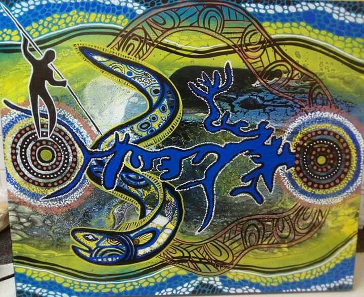 Elenore's original Parramatta Eels design on canvas. 