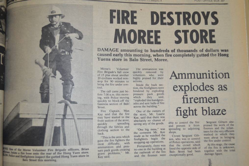 From the files: Brian Heffernan was photographed in August 1978 as a volunteer fire fighter extinguishing a fire at Hong Yuens store. The blaze caused hundreds of thousands of dollars worth of damage.