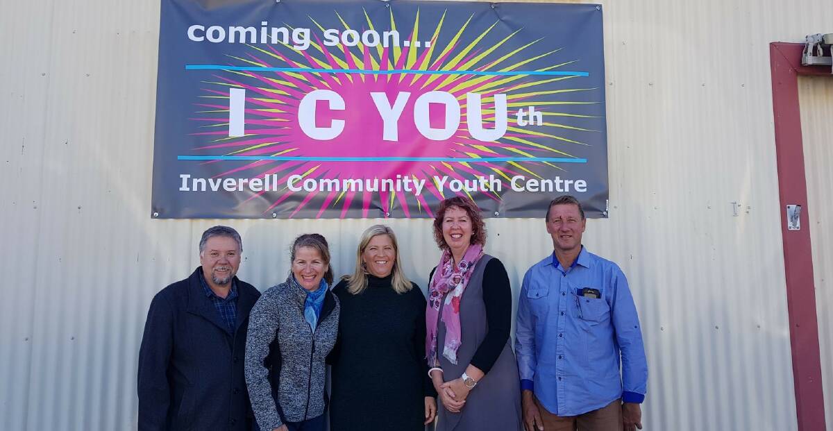 I C YOUth board member Glenn Deas, youth worker and volunteer Rosemaree Deas, Minister Bronwyn Taylor, board member Rhonda Mason and Harry Mason at Inverell's I C YOUth centre earlier this month.