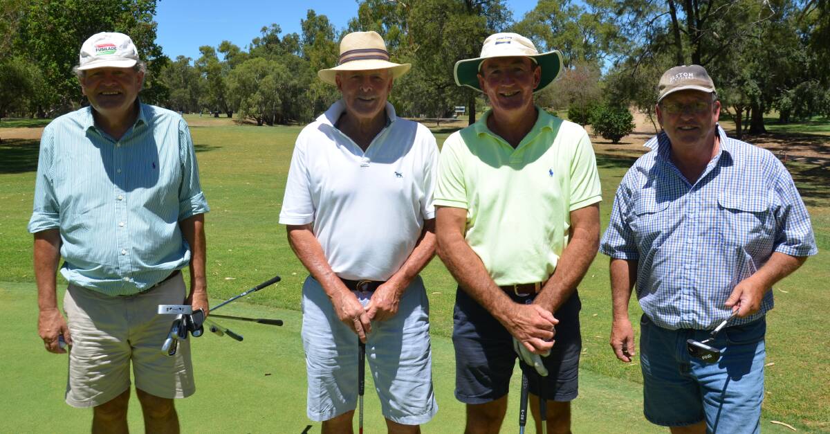 Ambrose: Ken Wharton, John Gourlay, Guy Hovenden, and Guy Roberts teed off at the Moree Golf Club on Friday to support the Weebolla Bulls. 