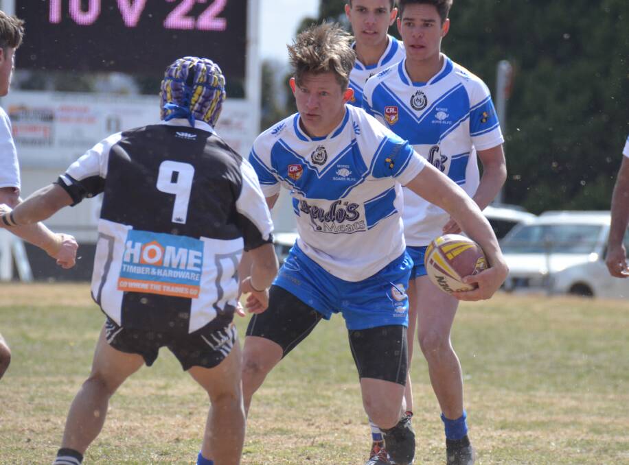 Jock Brazel in action for the Boars in their major semi final win over the Glen Innes Magpies.