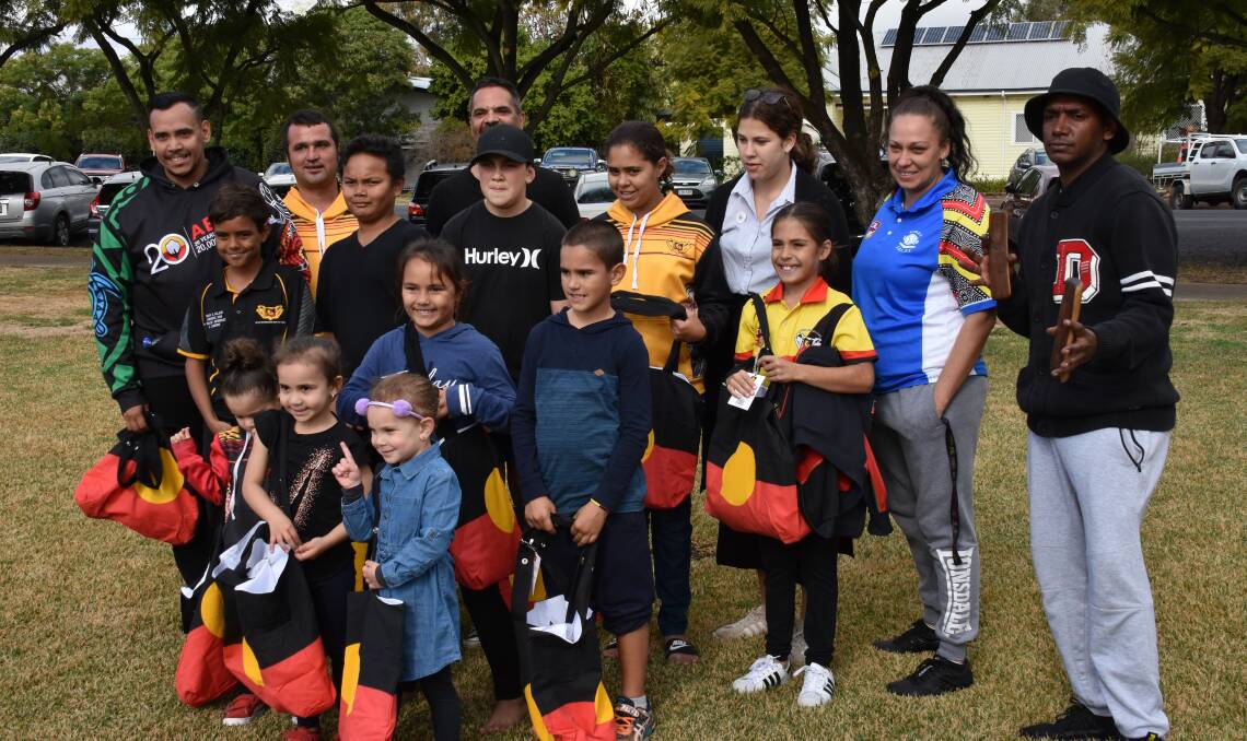 HISTORIC EVENT: Paul Spearim Jr (far right) with the Moree dancers during NAIDOC Week in July. He is very excited to be a part of the very first Nation Dance.