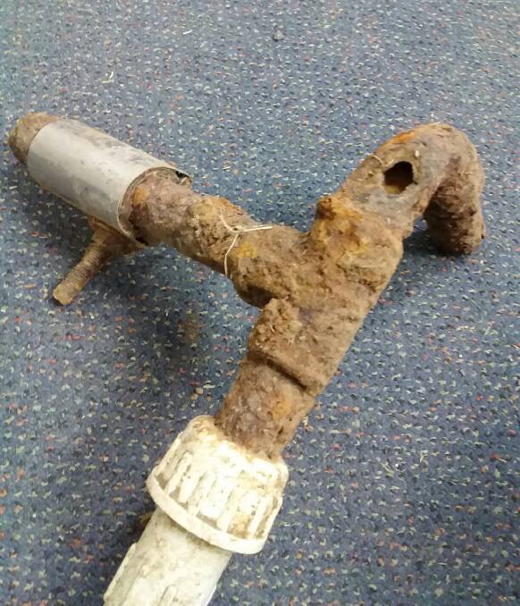 An example of corroding and rusted pipes found at a residence after the smart meter installation. Photo: supplied.