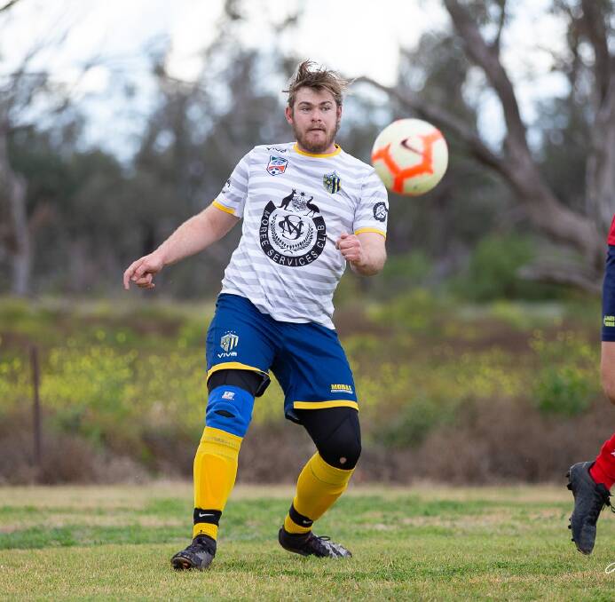 Moree Services FC went down 4-3 to Narrabri Sporties FC on Saturday but showed lots of improvement from the week before. Photo: John Burgess.