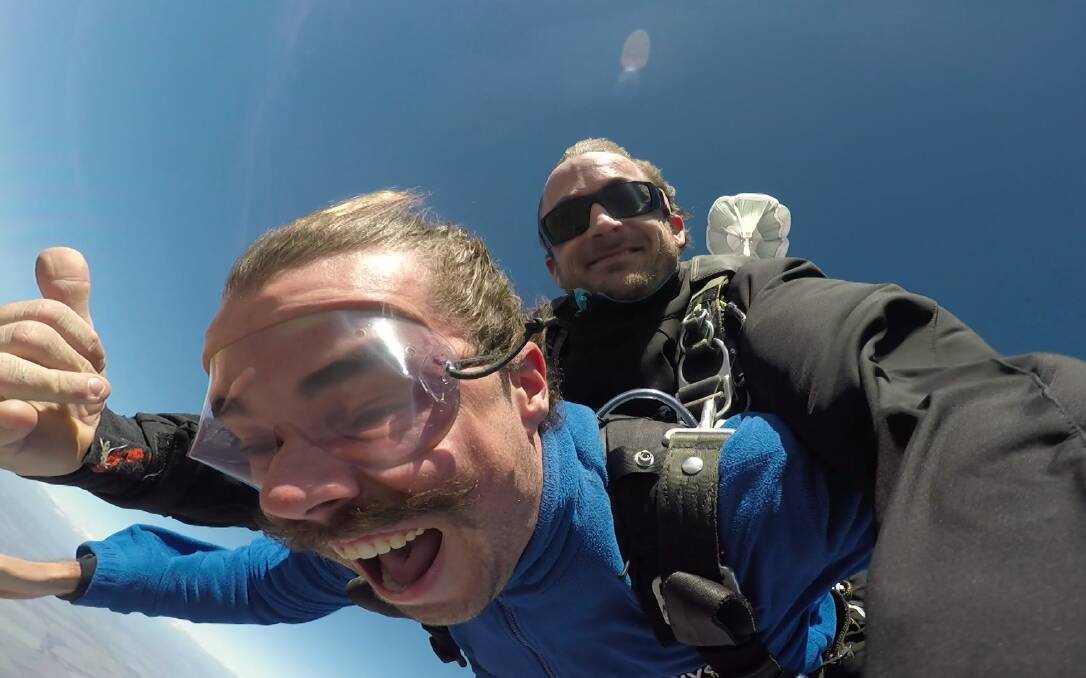 ULTIMATE THRILL: Terrified but loving life as I free-fall at 200 kilometres per hour. Photo: Skydive Oz.