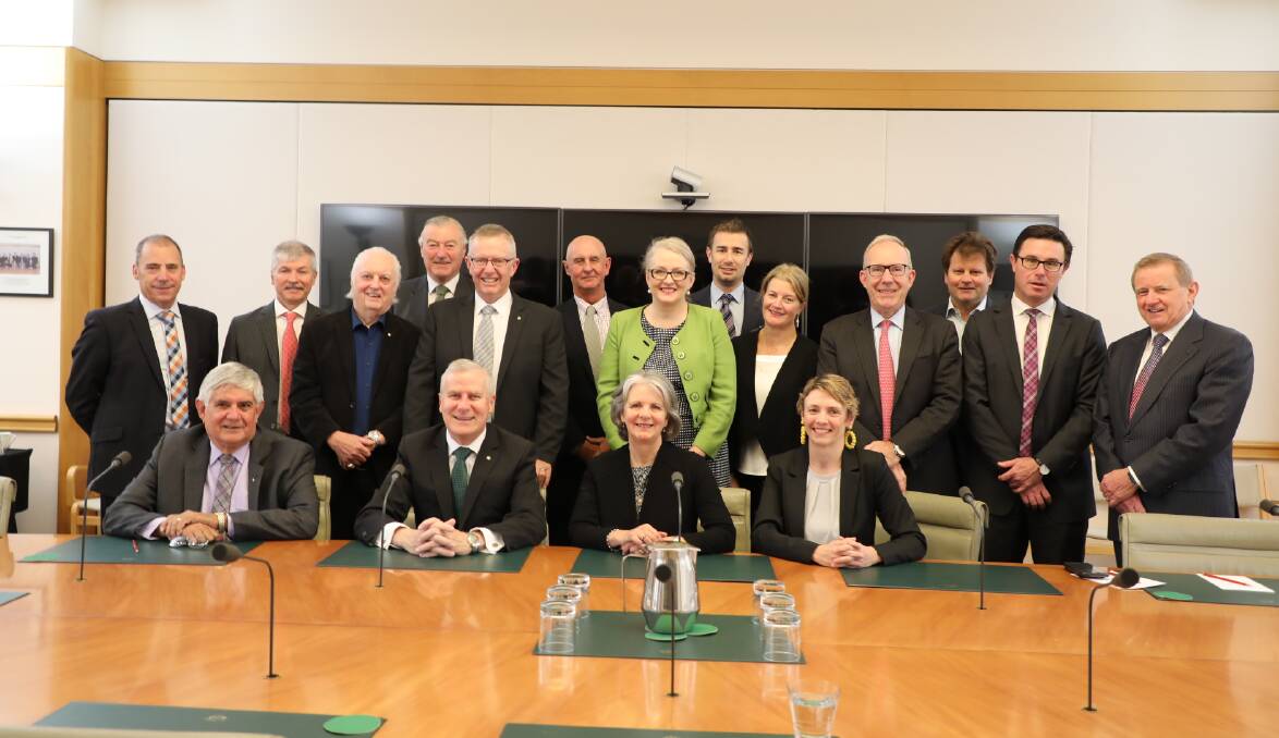 Minister for Regional Services, Decentralisation and Local Government and Member for Parkes Mark Coulton meeting with the Foundation for Rural and Regional Renewal Board in Parliament House last month, along with Federal Coalition colleagues. 