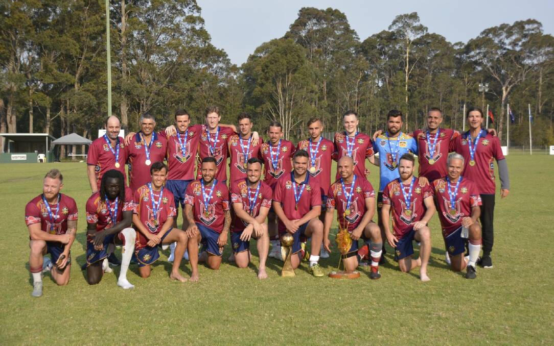 CHAMPIONS: Darrel Smith (back, second from the left) helped coach Northern Nations FC to a win at the National Indigenous Football Championships. Photo: contributed.