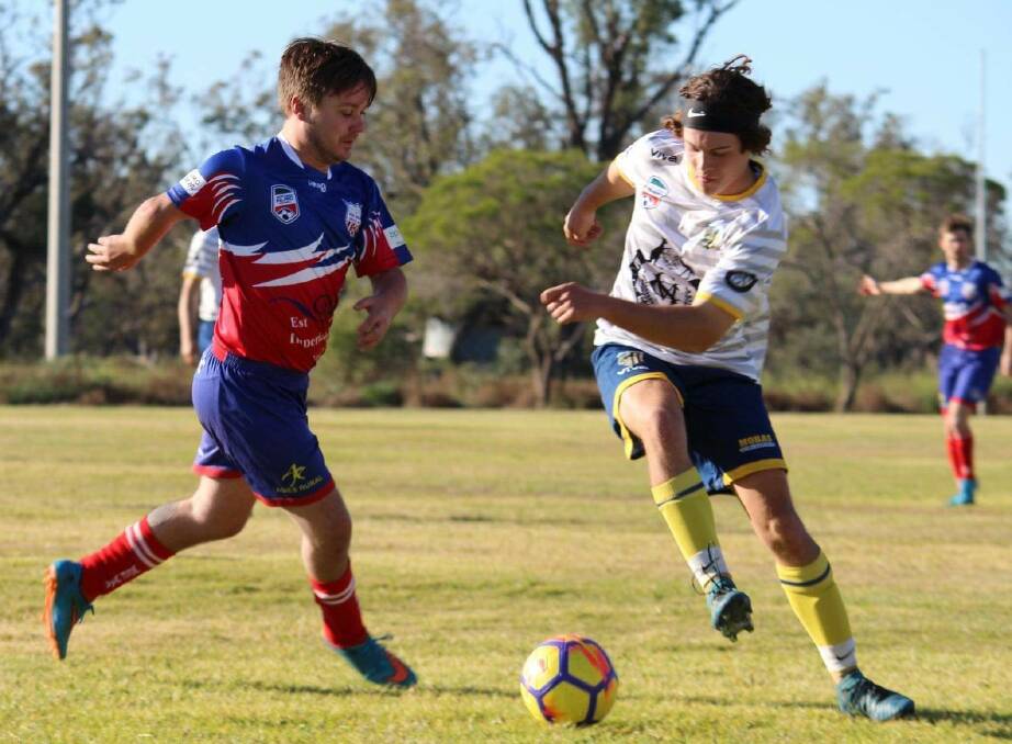 STILL IMPROVING: There were still some positives for Moree Services FC despite a 7-1 loss to Narrabri FC. Photo: supplied.