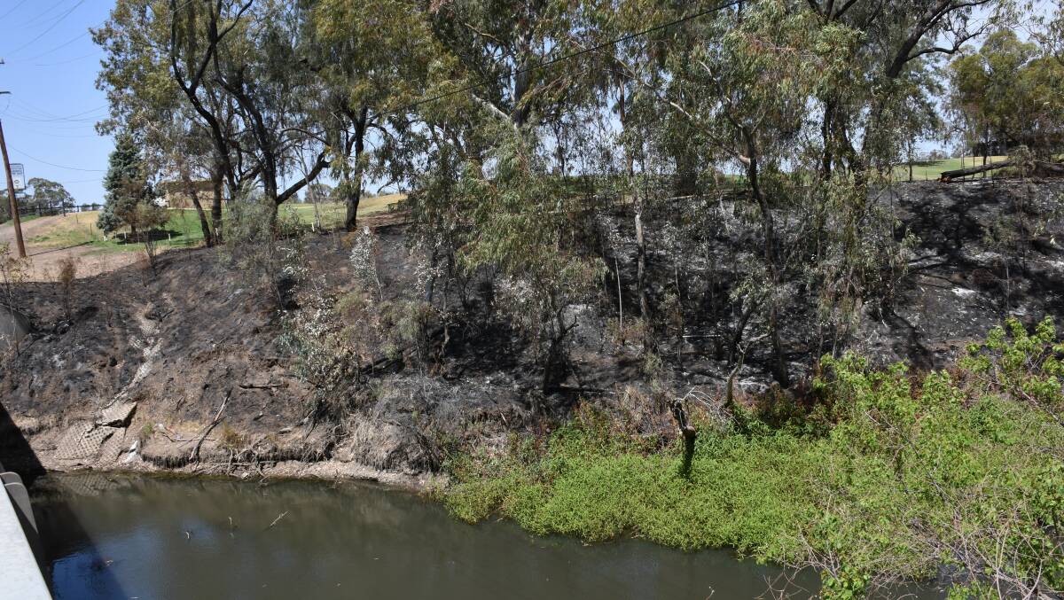 The fire spanned around 200 to 300 metres along the Mehi River next to the Moree Golf Course.