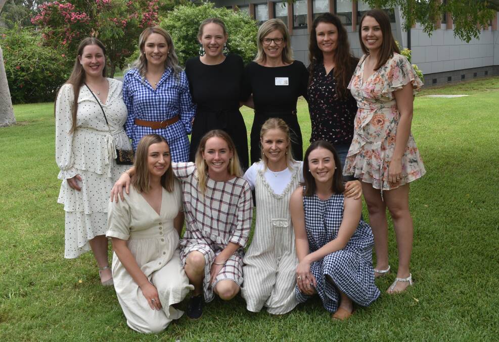 Graduating students (Back) Sophie Arnold, Sophie McFarland, Dominique Spark, clinical midwife consultant and organiser Siubhan McCaffrey, Rebecca Luxford, Hannah Latter, (front) Anna Roberts, Prue Fleming, Harriet McCalman and Alise Boehme.