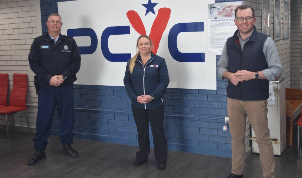 TIMELY UPGRADE: PCYC Moree Senior Constable Jason Coakes, manager Tayla Macey and Northern Tablelands MP Adam Marshall all smiles with the announcement of a $250,000 grant to upgrade the bathroom facilities.