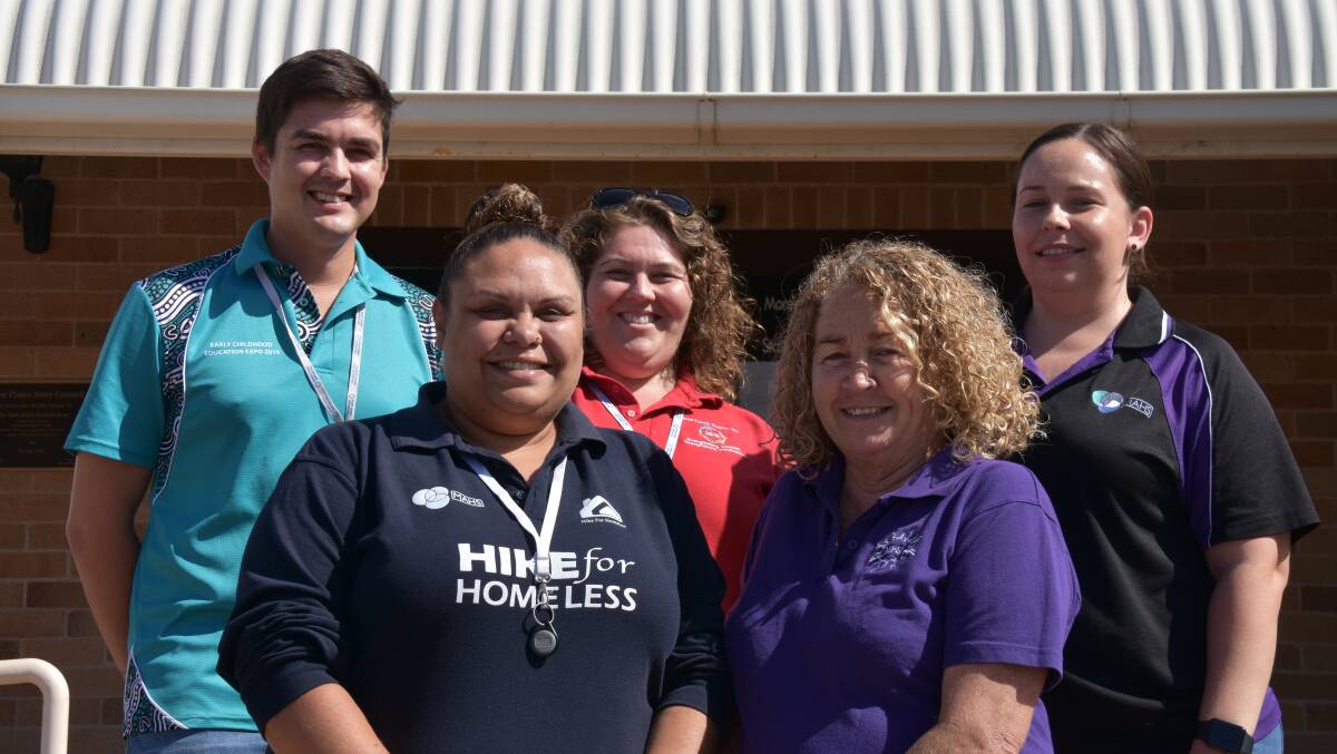 OPEN DAY: Moree Family Support community support worker Shane Smith, youth homelessness case worker Crystal Trotter, family and adolescence support worker Brownwen Adamson, homelessness coordinator Carol French and homelessness case worker Bianca Smith.