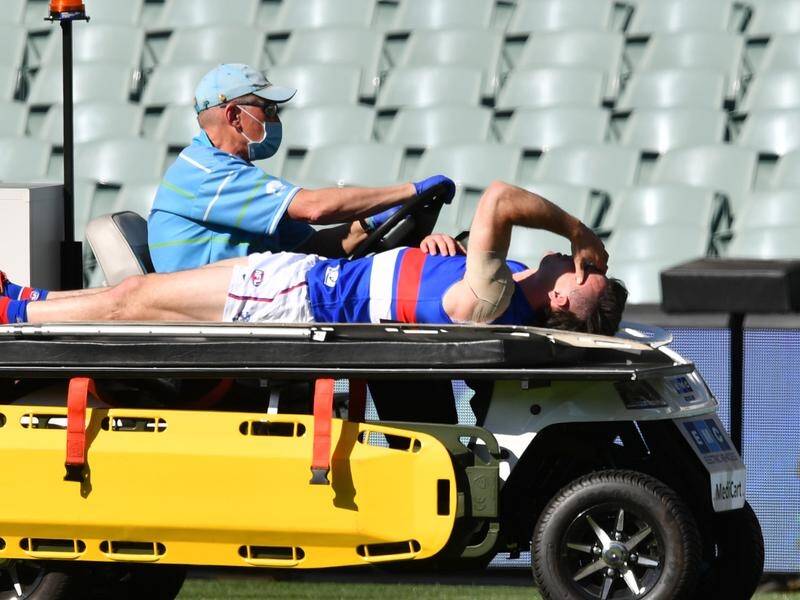 Toby McLean suffered a knee injury in the Western Bulldogs' 36-point AFL win over Hawthorn.