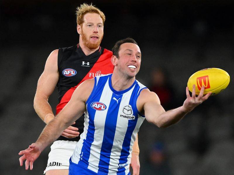 Veteran ruck Todd Goldstein might be trading Kangaroos blue and white for Essendon black and red. (Morgan Hancock/AAP PHOTOS)