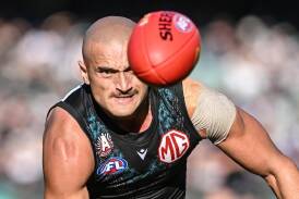 Port Adelaide's Sam Powell-Pepper faces an AFL tribunal hearing over his practice match bump. (Michael Errey/AAP PHOTOS)