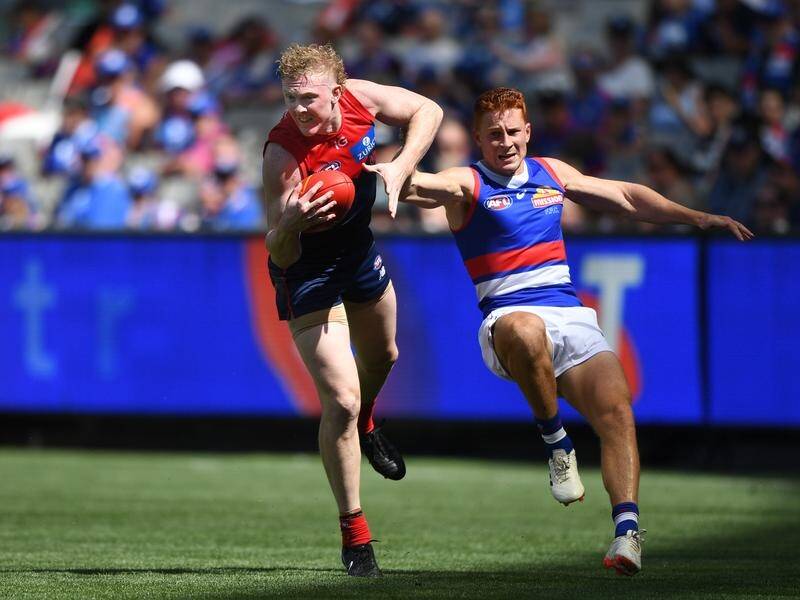 Clayton Oliver looked to have put his off-field issues behind him as Melbourne beat the Bulldogs. (Julian Smith/AAP PHOTOS)