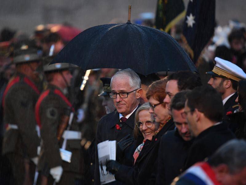 Malcolm Turnbull has addressed a stirring dawn service at the French town of Villers-Bretonneux.