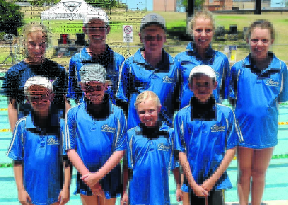 Sophie Hann, Rhys Devney, Josh Elbourne, Abby George, Emily and Ben Di Donna, Gabbie and Chloe Elbourne, and Luke Devney at the New England North West Championships. 